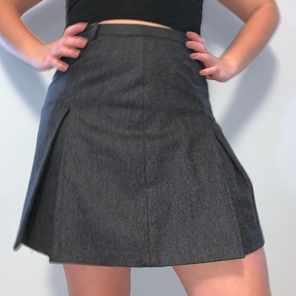 J.Crew Grey Wool Pleated Skirt